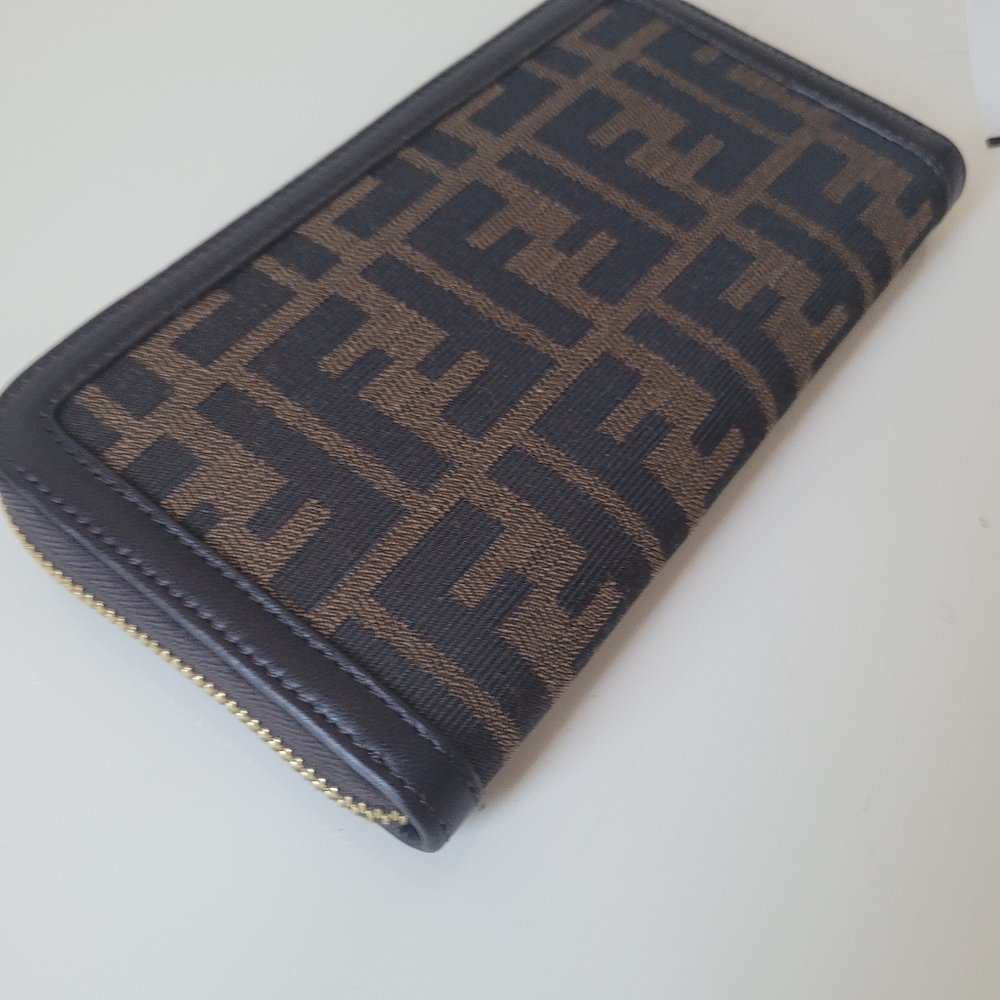 FENDI Tobacco Zucca Canvas Zip Around Wallet - Picture 13 of 15